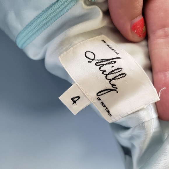 Milly Vintage Women's 4 Cinderella Blue Knee Length Dress Spaghetti Strap Girly - Picture 8 of 12